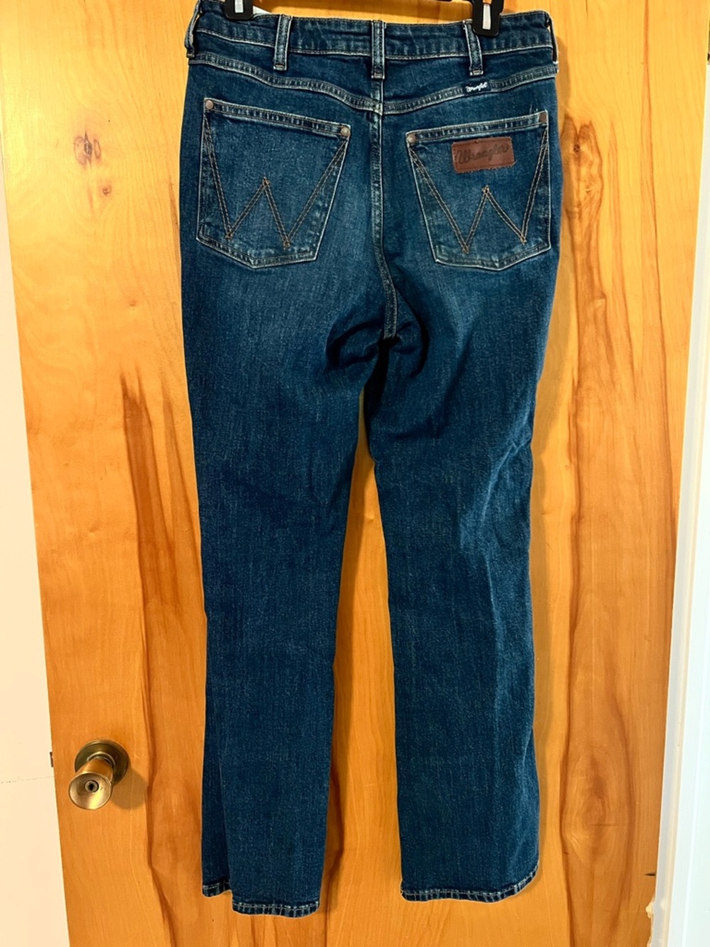 Wrangler Blue Denim Jeans with Classic Wrangler Leather Patch